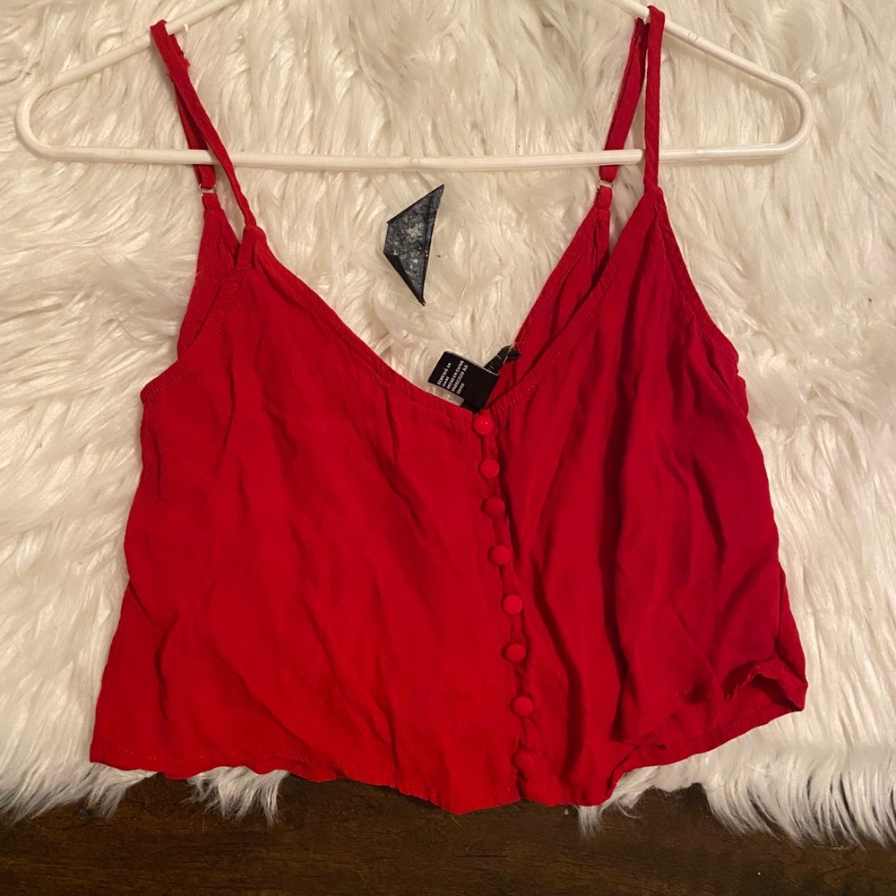 F21 red crop top
